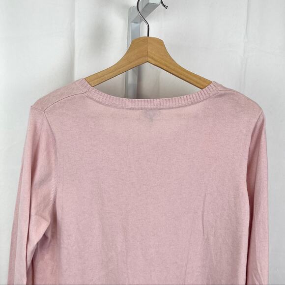 LOGO Lori Goldstein L Cotton Cashmere Sweater Tunic w Striped Trim A273355 Pink - Picture 6 of 10
